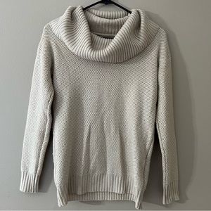 New York & Company Women's Cowl Neck Acrylic Knitted Beige/Gold Sweater- XS